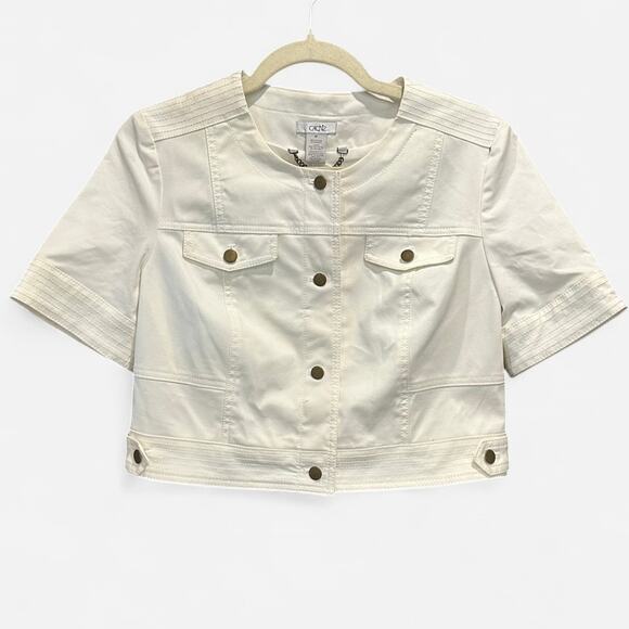Cache NWT Y2K Cropped Utility Jacket Cream Size Small - Picture 2 of 9